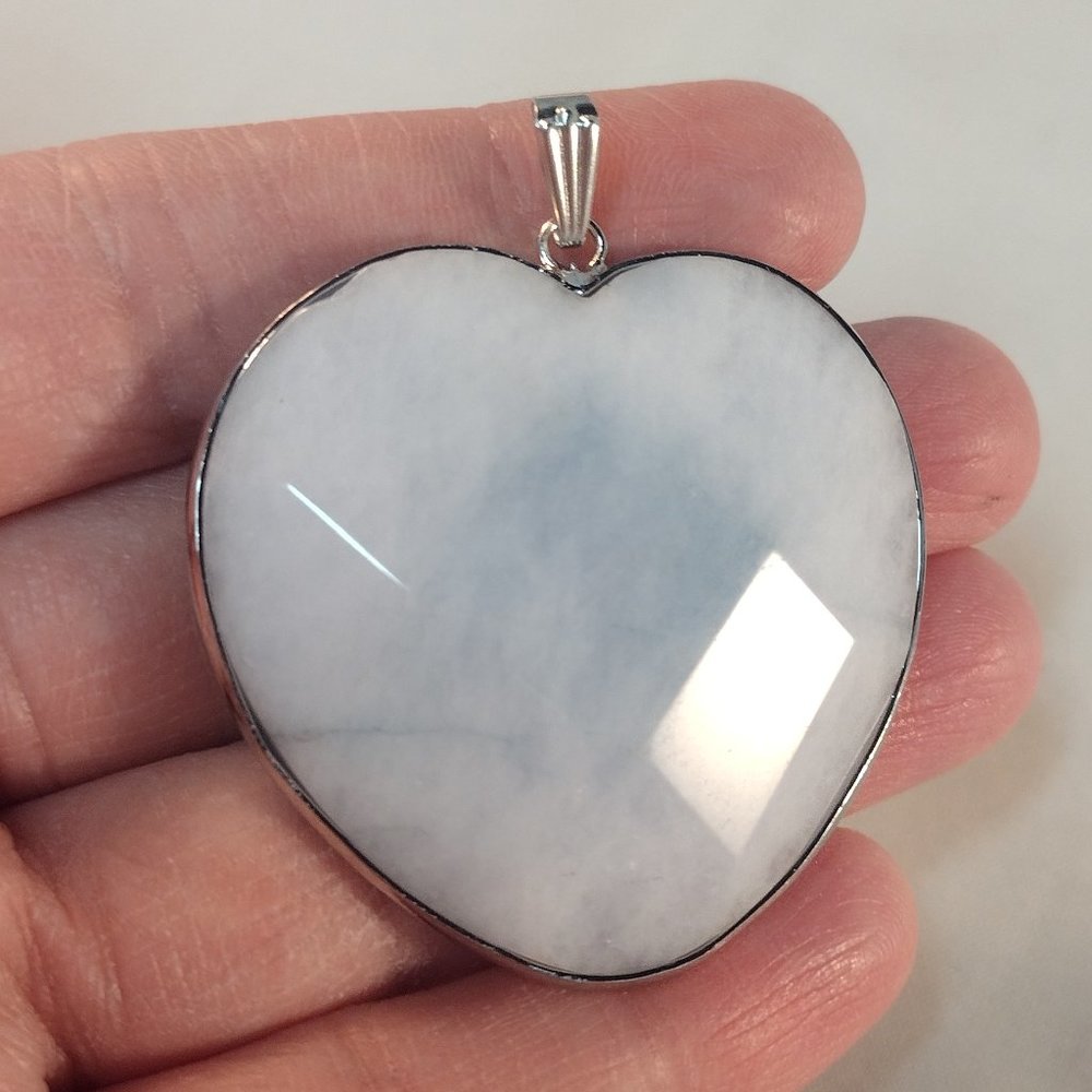 Kyanite Stone Heart Shape Necklace Pendant 40mm Women's Party Gift